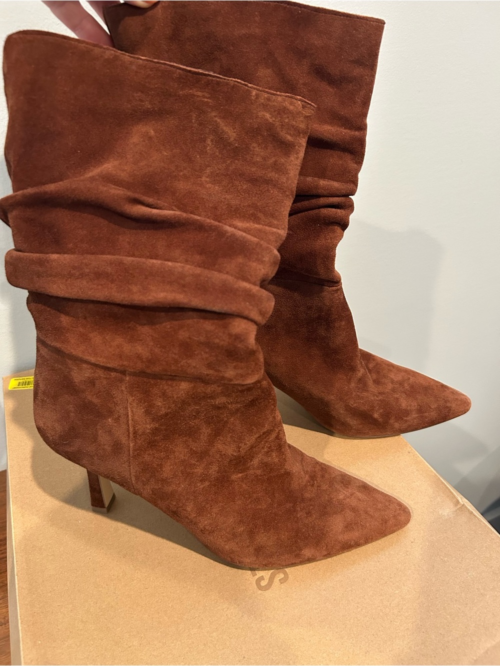 Steve Madden Brown Suede Slouch Heel Boots